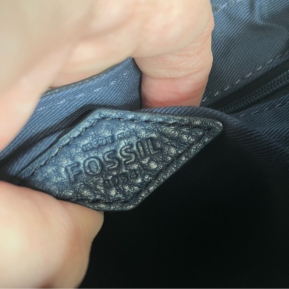 Fossil Rumi blue Cabernet striped suede leather flap crossbody bag small - Picture 9 of 15